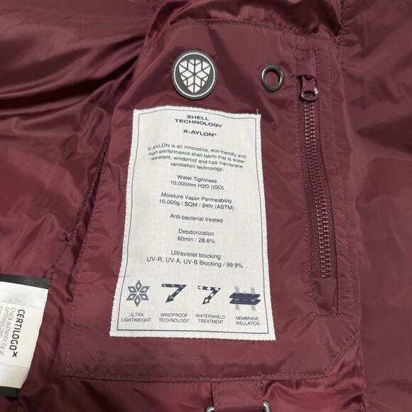 WHITESKY Women’s XXS Packable Down Jacket Maroon Puffer Coat Windbreaker NWT - Picture 8 of 15